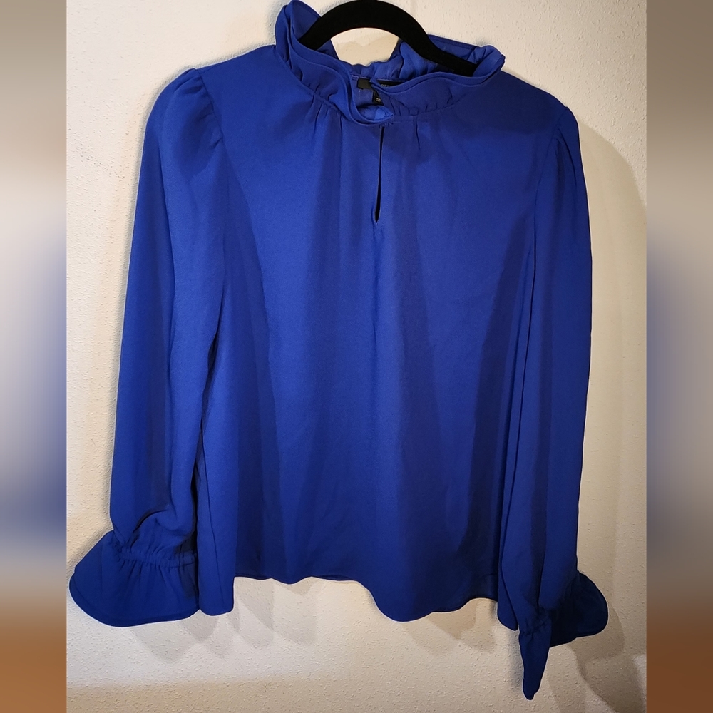 J. Crew Medium royal blue.  Long bell sleeves.